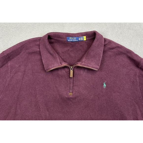 Polo Ralph Lauren Sweater Mens 3XB Purple Burgundy 1/4 Zip Pullover Sweatshirt - Picture 2 of 8